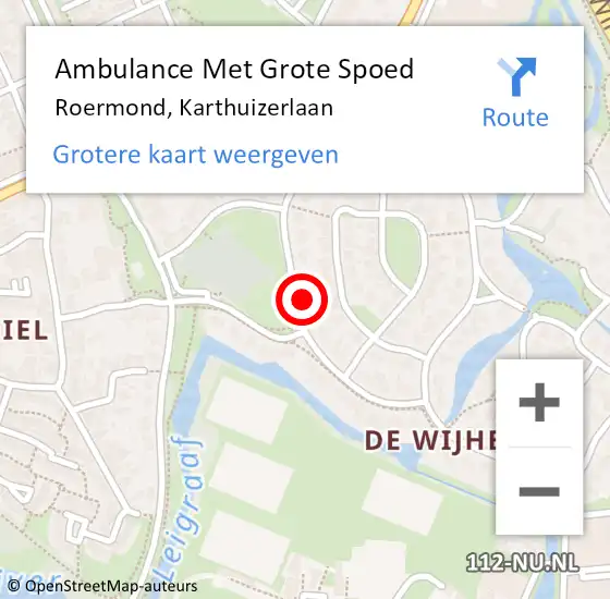 Locatie op kaart van de 112 melding: Ambulance Met Grote Spoed Naar Roermond, Karthuizerlaan op 21 december 2023 12:45