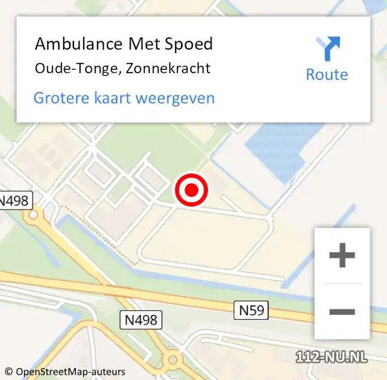 Locatie op kaart van de 112 melding: Ambulance Met Spoed Naar Oude-Tonge, Zonnekracht op 21 december 2023 12:54