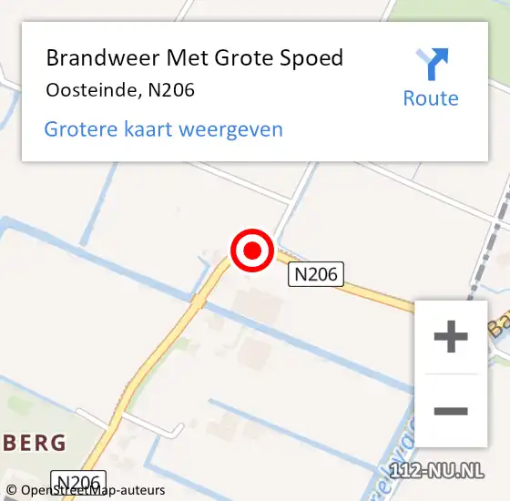 Locatie op kaart van de 112 melding: Brandweer Met Grote Spoed Naar Oosteinde, N206 op 19 september 2014 10:06