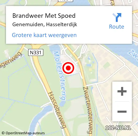 Locatie op kaart van de 112 melding: Brandweer Met Spoed Naar Genemuiden, Hasselterdijk op 21 december 2023 13:05