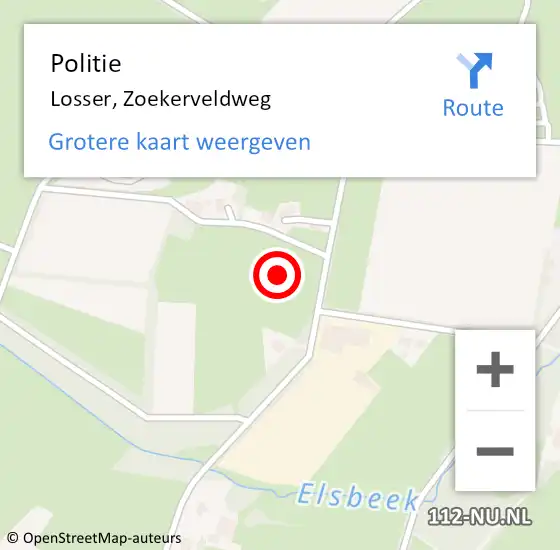 Locatie op kaart van de 112 melding: Politie Losser, Zoekerveldweg op 21 december 2023 13:09