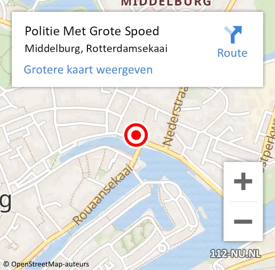 Locatie op kaart van de 112 melding: Politie Met Grote Spoed Naar Middelburg, Rotterdamsekaai op 21 december 2023 13:10