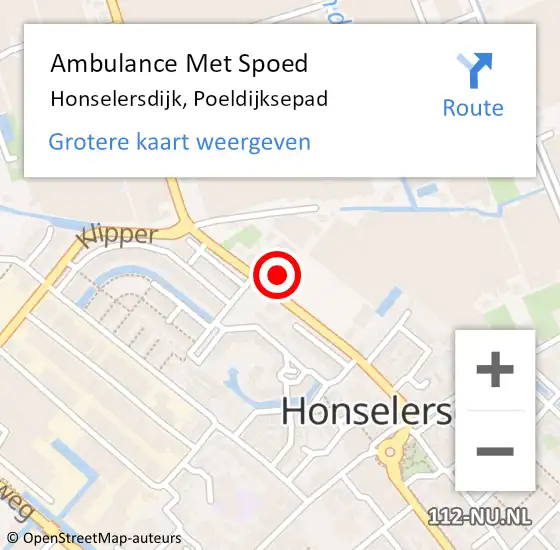 Locatie op kaart van de 112 melding: Ambulance Met Spoed Naar Honselersdijk, Poeldijksepad op 21 december 2023 13:12