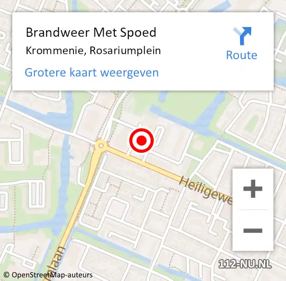 Locatie op kaart van de 112 melding: Brandweer Met Spoed Naar Krommenie, Rosariumplein op 21 december 2023 13:12
