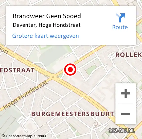 Locatie op kaart van de 112 melding: Brandweer Geen Spoed Naar Deventer, Hoge Hondstraat op 21 december 2023 13:15
