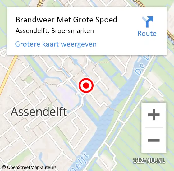 Locatie op kaart van de 112 melding: Brandweer Met Grote Spoed Naar Assendelft, Broersmarken op 21 december 2023 13:26