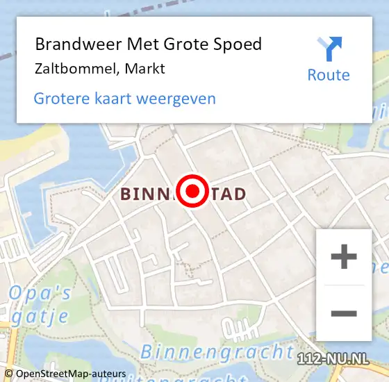 Locatie op kaart van de 112 melding: Brandweer Met Grote Spoed Naar Zaltbommel, Markt op 21 december 2023 13:36