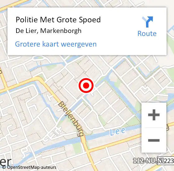 Locatie op kaart van de 112 melding: Politie Met Grote Spoed Naar De Lier, Markenborgh op 21 december 2023 13:45