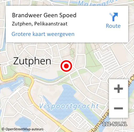 Locatie op kaart van de 112 melding: Brandweer Geen Spoed Naar Zutphen, Pelikaanstraat op 21 december 2023 13:46