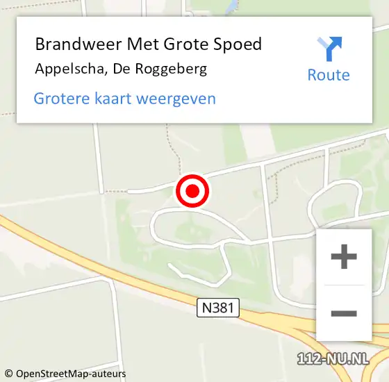 Locatie op kaart van de 112 melding: Brandweer Met Grote Spoed Naar Appelscha, De Roggeberg op 21 december 2023 13:53