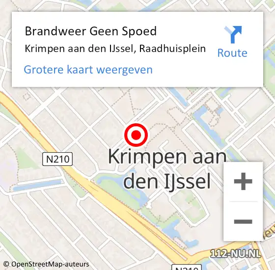 Locatie op kaart van de 112 melding: Brandweer Geen Spoed Naar Krimpen aan den IJssel, Raadhuisplein op 21 december 2023 13:55