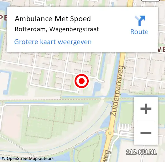 Locatie op kaart van de 112 melding: Ambulance Met Spoed Naar Rotterdam, Wagenbergstraat op 21 december 2023 14:02
