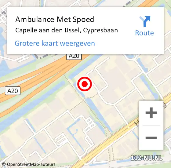 Locatie op kaart van de 112 melding: Ambulance Met Spoed Naar Capelle aan den IJssel, Cypresbaan op 21 december 2023 14:25