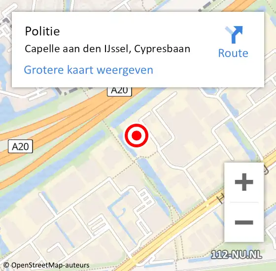 Locatie op kaart van de 112 melding: Politie Capelle aan den IJssel, Cypresbaan op 21 december 2023 14:27