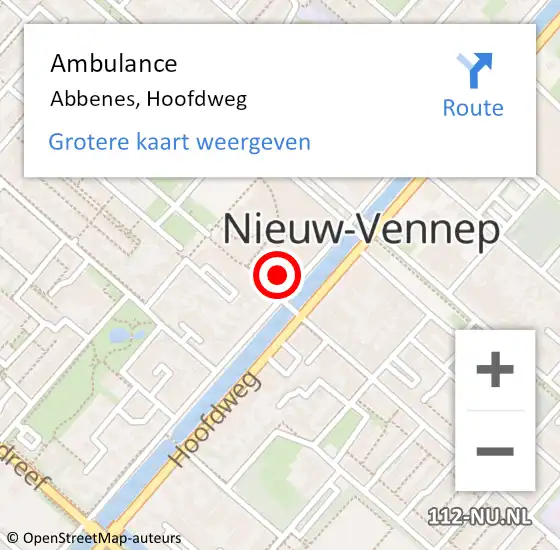 Locatie op kaart van de 112 melding: Ambulance Abbenes, Hoofdweg op 21 december 2023 14:35