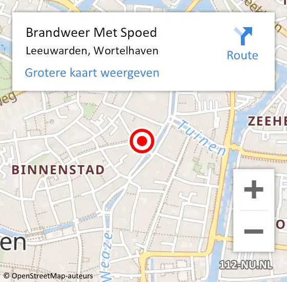 Locatie op kaart van de 112 melding: Brandweer Met Spoed Naar Leeuwarden, Wortelhaven op 21 december 2023 14:35