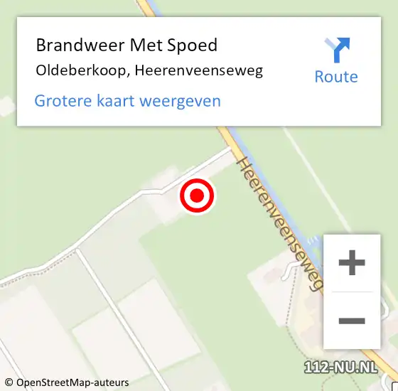 Locatie op kaart van de 112 melding: Brandweer Met Spoed Naar Oldeberkoop, Heerenveenseweg op 21 december 2023 14:54