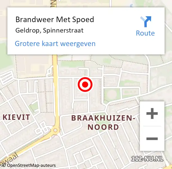 Locatie op kaart van de 112 melding: Brandweer Met Spoed Naar Geldrop, Spinnerstraat op 21 december 2023 14:59