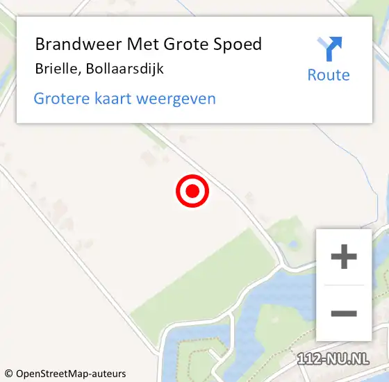 Locatie op kaart van de 112 melding: Brandweer Met Grote Spoed Naar Brielle, Bollaarsdijk op 21 december 2023 15:02