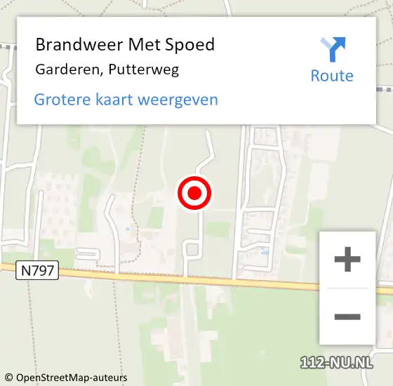 Locatie op kaart van de 112 melding: Brandweer Met Spoed Naar Garderen, Putterweg op 21 december 2023 15:31
