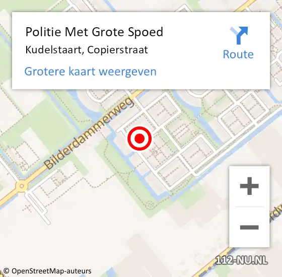 Locatie op kaart van de 112 melding: Politie Met Grote Spoed Naar Kudelstaart, Copierstraat op 21 december 2023 15:49