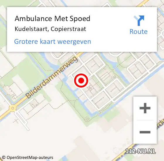 Locatie op kaart van de 112 melding: Ambulance Met Spoed Naar Kudelstaart, Copierstraat op 21 december 2023 15:50