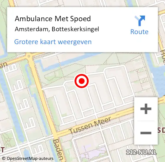 Locatie op kaart van de 112 melding: Ambulance Met Spoed Naar Amsterdam, Botteskerksingel op 21 december 2023 15:52
