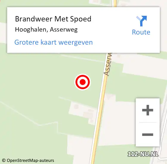 Locatie op kaart van de 112 melding: Brandweer Met Spoed Naar Hooghalen, Asserweg op 21 december 2023 16:04