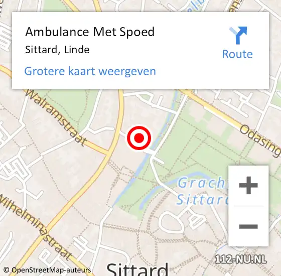 Locatie op kaart van de 112 melding: Ambulance Met Spoed Naar Sittard, Linde op 19 september 2014 10:27