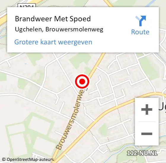 Locatie op kaart van de 112 melding: Brandweer Met Spoed Naar Ugchelen, Brouwersmolenweg op 21 december 2023 16:07