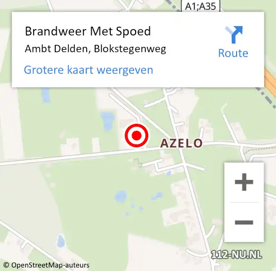 Locatie op kaart van de 112 melding: Brandweer Met Spoed Naar Ambt Delden, Blokstegenweg op 21 december 2023 16:17