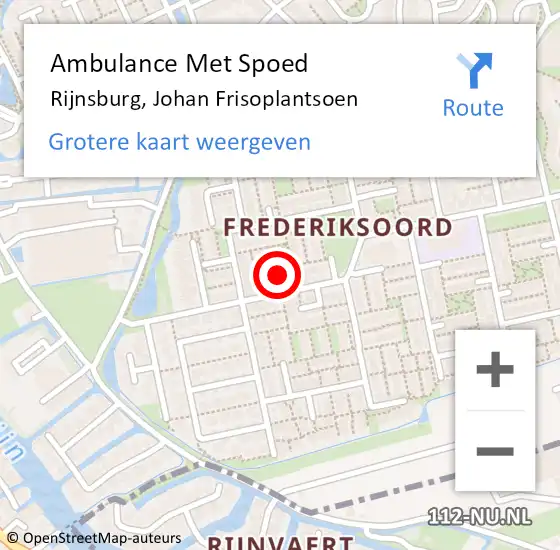 Locatie op kaart van de 112 melding: Ambulance Met Spoed Naar Rijnsburg, Johan Frisoplantsoen op 21 december 2023 16:18