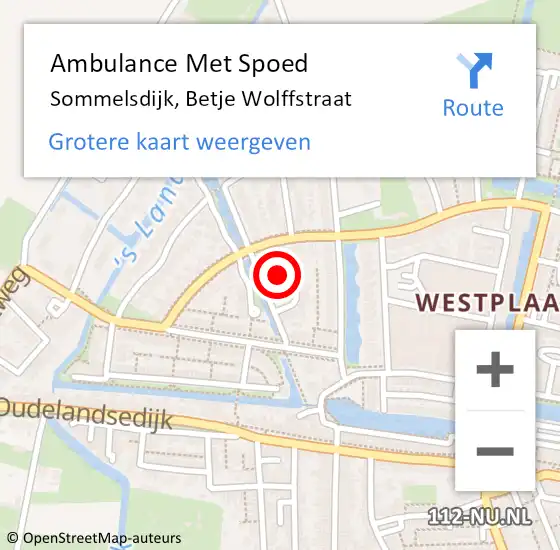 Locatie op kaart van de 112 melding: Ambulance Met Spoed Naar Sommelsdijk, Betje Wolffstraat op 21 december 2023 16:23