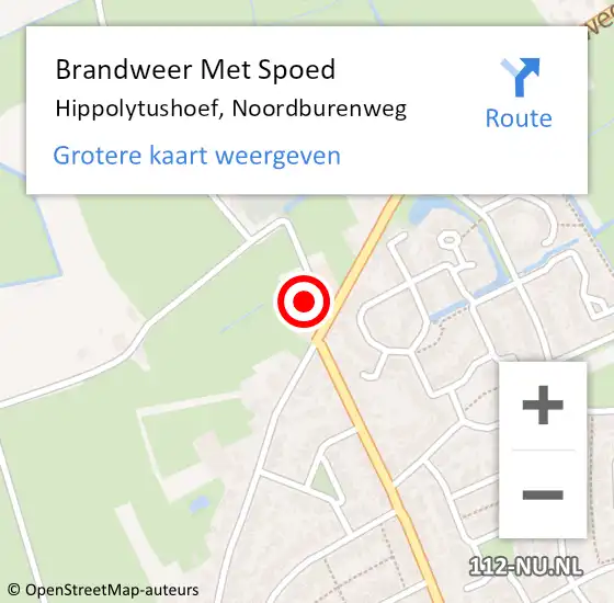 Locatie op kaart van de 112 melding: Brandweer Met Spoed Naar Hippolytushoef, Noordburenweg op 21 december 2023 16:24