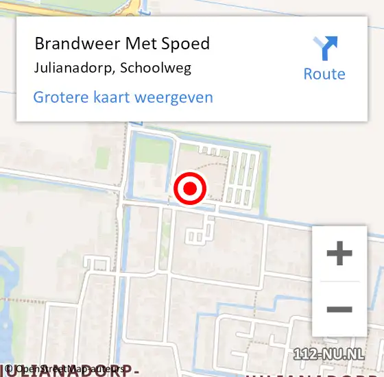 Locatie op kaart van de 112 melding: Brandweer Met Spoed Naar Julianadorp, Schoolweg op 21 december 2023 16:27