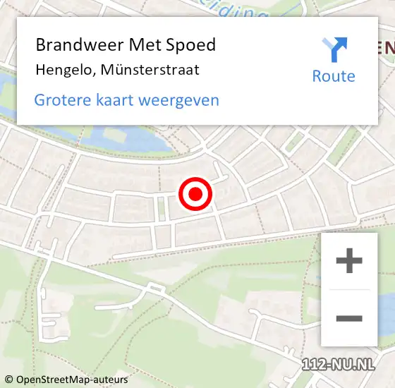 Locatie op kaart van de 112 melding: Brandweer Met Spoed Naar Hengelo, Münsterstraat op 21 december 2023 16:31