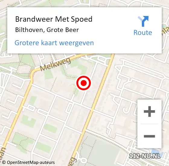 Locatie op kaart van de 112 melding: Brandweer Met Spoed Naar Bilthoven, Grote Beer op 21 december 2023 16:31