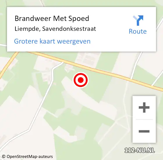 Locatie op kaart van de 112 melding: Brandweer Met Spoed Naar Liempde, Savendonksestraat op 21 december 2023 16:33