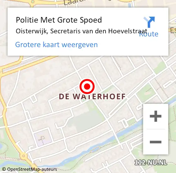 Locatie op kaart van de 112 melding: Politie Met Grote Spoed Naar Oisterwijk, Secretaris van den Hoevelstraat op 21 december 2023 16:35