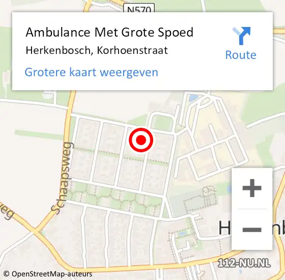 Locatie op kaart van de 112 melding: Ambulance Met Grote Spoed Naar Herkenbosch, Korhoenstraat op 19 september 2014 10:32