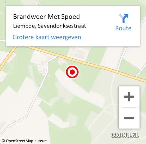 Locatie op kaart van de 112 melding: Brandweer Met Spoed Naar Liempde, Savendonksestraat op 21 december 2023 16:40