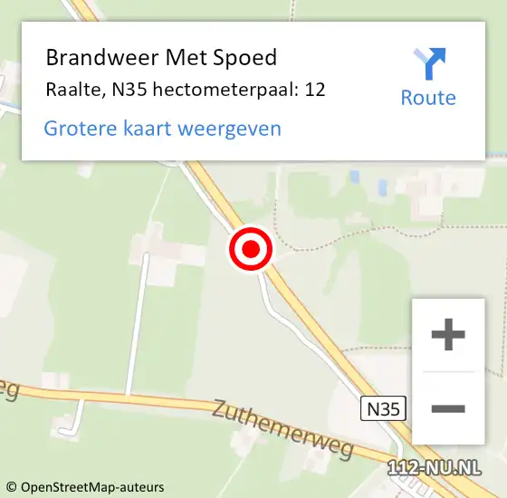 Locatie op kaart van de 112 melding: Brandweer Met Spoed Naar Raalte, N35 hectometerpaal: 12 op 21 december 2023 16:42