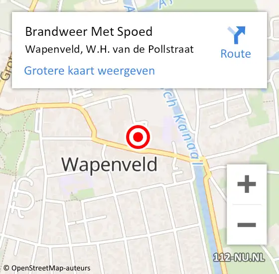 Locatie op kaart van de 112 melding: Brandweer Met Spoed Naar Wapenveld, W.H. van de Pollstraat op 21 december 2023 16:44