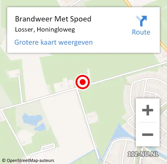 Locatie op kaart van de 112 melding: Brandweer Met Spoed Naar Losser, Honingloweg op 21 december 2023 16:50