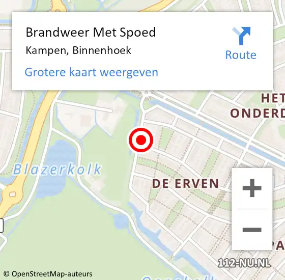 Locatie op kaart van de 112 melding: Brandweer Met Spoed Naar Kampen, Binnenhoek op 21 december 2023 16:50