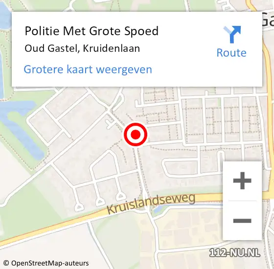 Locatie op kaart van de 112 melding: Politie Met Grote Spoed Naar Oud Gastel, Kruidenlaan op 21 december 2023 16:56