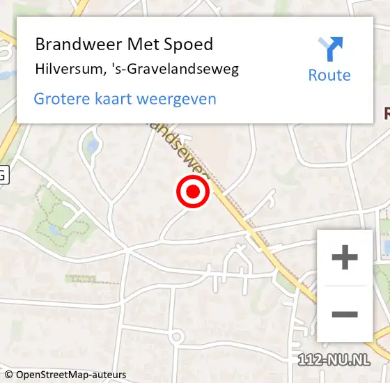 Locatie op kaart van de 112 melding: Brandweer Met Spoed Naar Hilversum, 's-Gravelandseweg op 21 december 2023 16:57