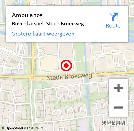Locatie op kaart van de 112 melding: Ambulance Bovenkarspel, Stede Broecweg op 21 december 2023 17:04