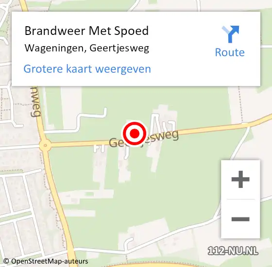 Locatie op kaart van de 112 melding: Brandweer Met Spoed Naar Wageningen, Geertjesweg op 21 december 2023 17:05