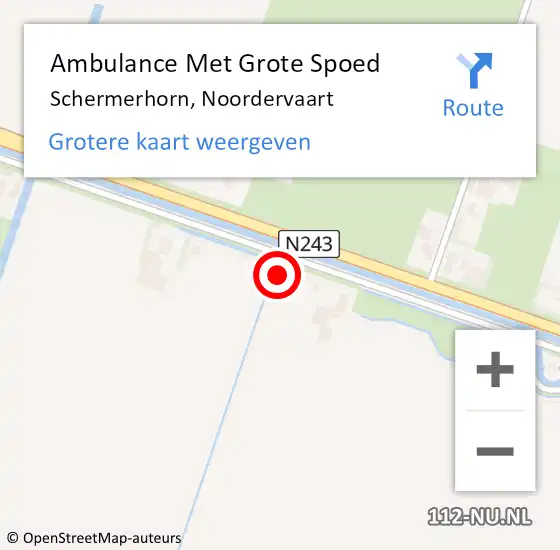 Locatie op kaart van de 112 melding: Ambulance Met Grote Spoed Naar Schermerhorn, Noordervaart op 21 december 2023 17:14